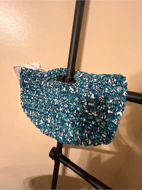 Kayoong Handmade Senegal Teal Woven Crochet Handbag